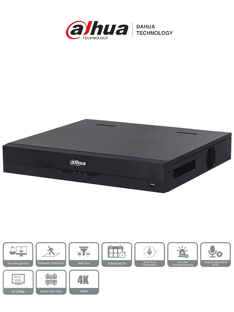 DAHUA DH-XVR5432L-I3 - DVR de 32 canales 5MP Lite con IA WizSense, H.265+, 4 bahías para HDD, 32 canales IP, 2 canales de reconocimiento facial, SMD Plus, codificación IA, Onvif, funciones IoT & POS. DAHUA DH-XVR5432L-I3 - DVR de 32 canales 5MP Lite con IA WizSense, H.265+, 4 bahías para HDD, 32 canales IP, 2 canales de reconocimiento facial, SMD Plus, codificación IA, Onvif, funciones IoT & POS.